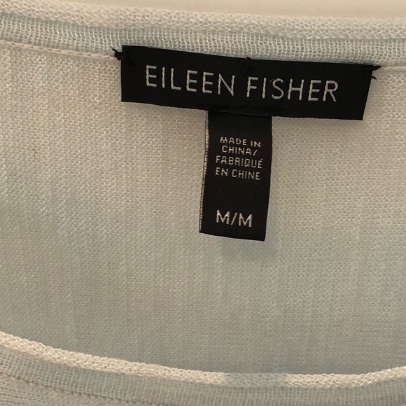 EILEEN FISHER Blue Thin Tencel Linen SWEATER M - Picture 3 of 6